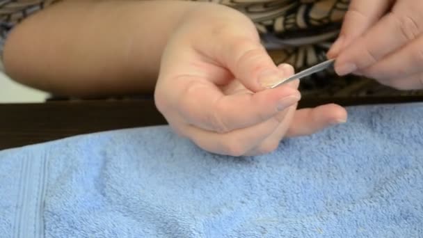 Manicure Preparazione Unghie Donna Manicure — Video Stock