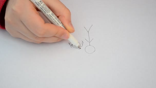 Dessine Une Famille Dessiner Sur Une Feuille Mode Réel Temps — Video