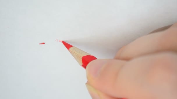 Eltörünk Egy Ceruzát Vörös Ceruza — Stock videók