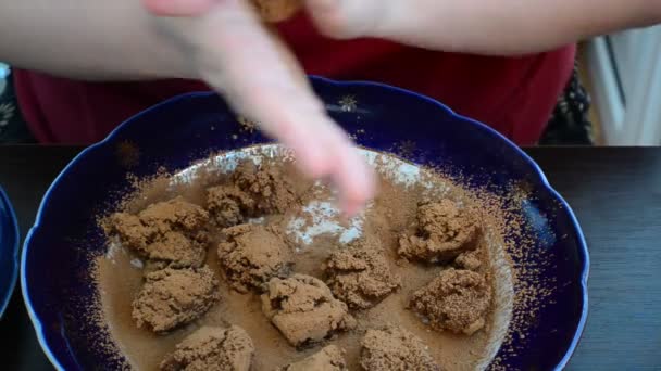 Aşçı Kek Yapar Tabakta Kekler — Stok video