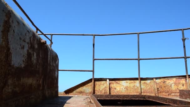 Nave Enferrujada Deck Navio Enferrujado — Vídeo de Stock