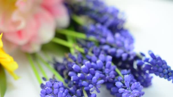 Spring Bouquet Shooting White Background — Stock Video