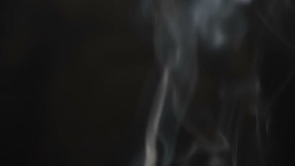 Hermoso Humo Humo Gris Sobre Fondo Negro — Vídeos de Stock