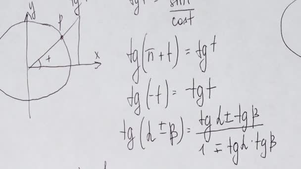 Ecriture de formules mathématiques sur papier. Travail du mathématicien .