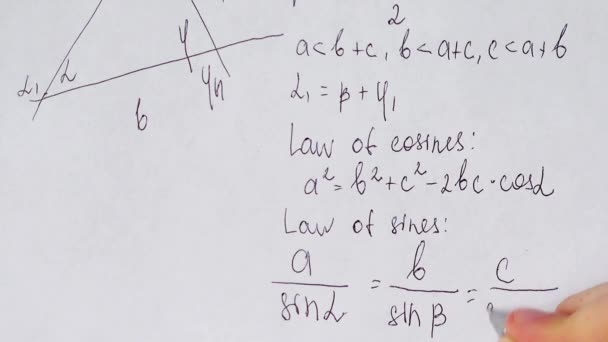 Escrita Fórmulas Matemáticas Papel Trabalho Matemático — Vídeo de Stock