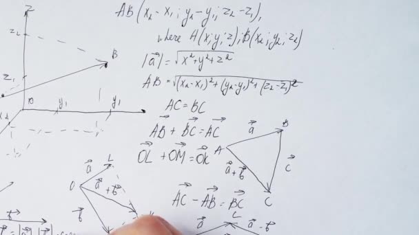 Redacción Fórmulas Matemáticas Sobre Papel — Vídeo de stock