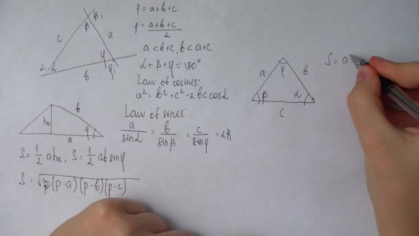 Redacción Fórmulas Matemáticas Sobre Papel Trabajo Del Matemático — Vídeo de stock