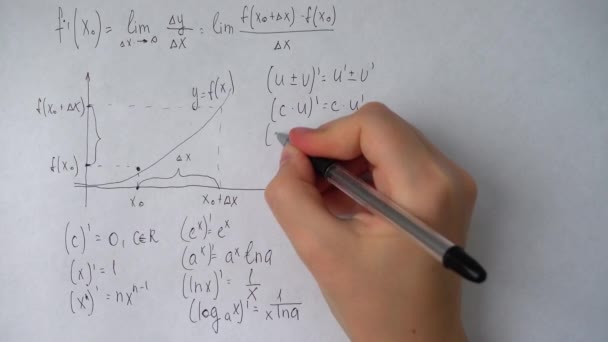 Написание Математических Формул Бумаге Работа Математика — стоковое видео