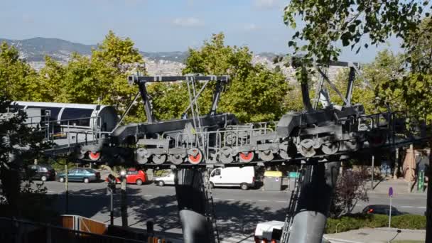 Seilbahn Auf Den Montjuic Barcelona — Stockvideo