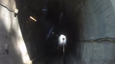 Mountain Montjuic, teleferik, Barselona. Füniküler demiryolu Montjuic ve Paralelel metro istasyonlarını birbirine bağlıyor.