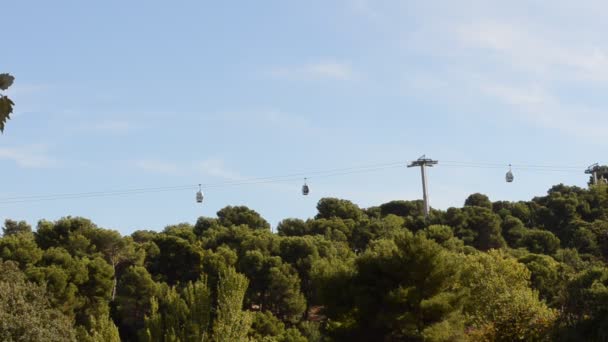 Teleférico Para Montjuic Barcelona — Vídeo de Stock