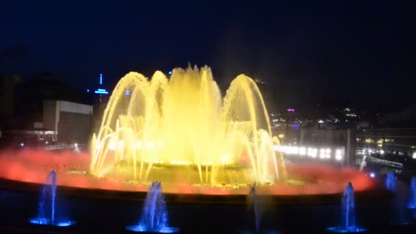 Akşamları Montjuic Sihirli Çeşmesi Barcelona Spanya — Stok video