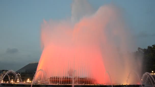 Fontaine Magique Chantante Montjuic Dans Soirée Barcelone Espagne — Video