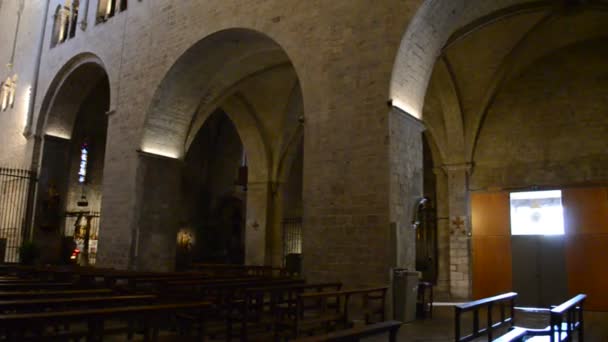 Tetto Dell Antica Chiesa Sant Pere Rodes Girona Catalogna Spagna — Video Stock
