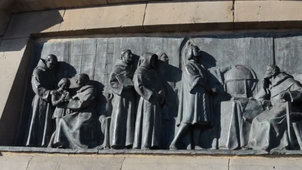 Área Barcelona Portal Pau Monumento Colón Está Encuentra Final Rambla — Vídeo de stock