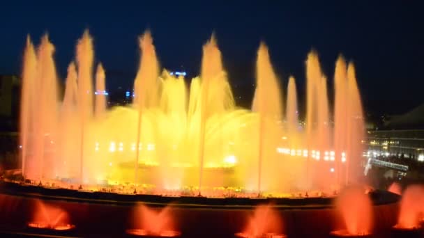 Cantando Fuente Mágica Montjuic Por Noche Barcelona España — Vídeos de Stock