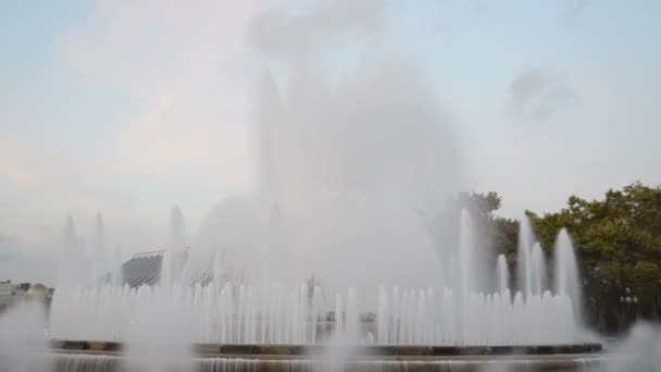 Cantando Fuente Mágica Montjuic Por Noche Barcelona España Lapso Tiempo — Vídeos de Stock