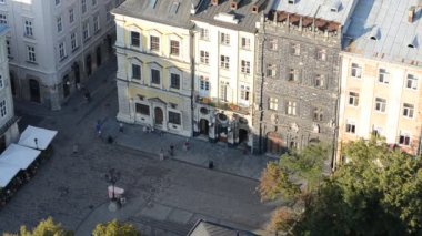 Lviv 'in çatıları. Lviv antik Avrupa şehri. Lviv, Ukrayna.
