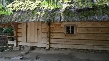 Antik Ukrayna evi. Temmuz 'da çekimler. Lviv, Ukrayna.