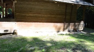 Bahçe ve ev çok eski. Antik Ukrayna evi. Lviv, Ukrayna.