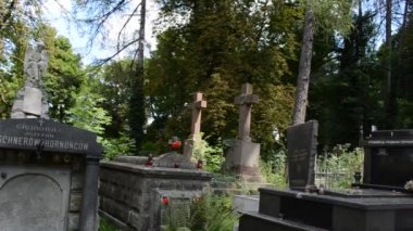 Eski mezarlıklar. Lviv, Ukrayna. Lychakovsky Mezarlığı, Ukrayna 'nın en eski mezarlarından biri olan Lychakov' un tarihi bölgesi Lviv 'deki tarihi ve anıtsal (1991' den beri) bir mezarlıktır..