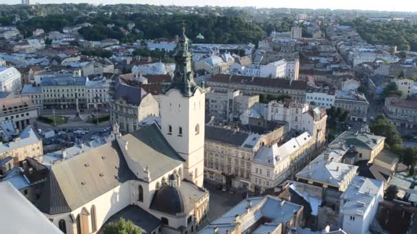 Lviv Şehrinin Vurulması Güzel Antik Mimari Lviv Ukrayna — Stok video