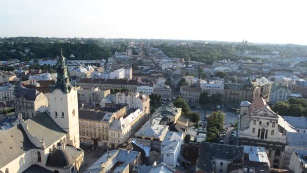 Toda Ciudad Una Palma Tiro Ciudad Lviv Lviv Ucrania — Vídeo de stock