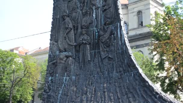 Taras Shevchenko Monumento Lviv Lviv Ucrânia Taras Shevchenko Monumento Lviv — Vídeo de Stock