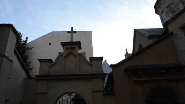 Disparos Iglesia Por Noche Julio Antigua Iglesia Armenia Ciudad Lviv — Vídeos de Stock