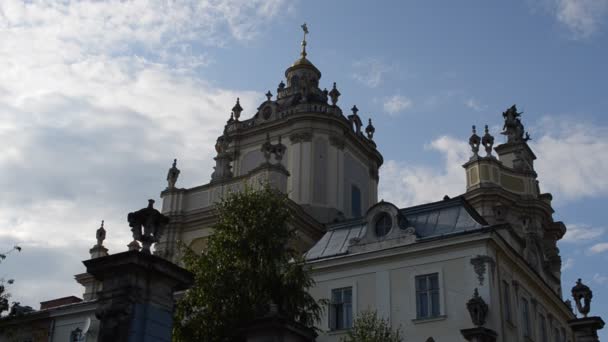 Lviv Büyük Katolik Katedrali Lviv Ukrayna Kutsal Yura Katedrali Gibi — Stok video