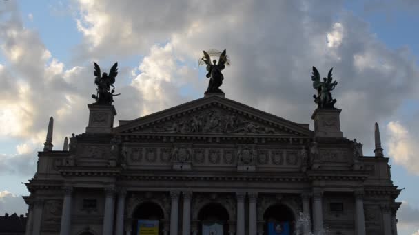 Lviv Theatre Opera Ballet Exterior Lviv Ukraine Lviv Theatre Opera — Stock Video