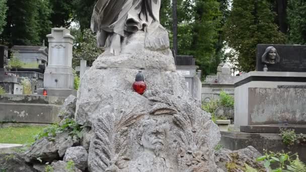 Mujer Con Alas Lviv Ucrania Lychakovsky Cementerio Histórico Memorial Finca — Vídeo de stock