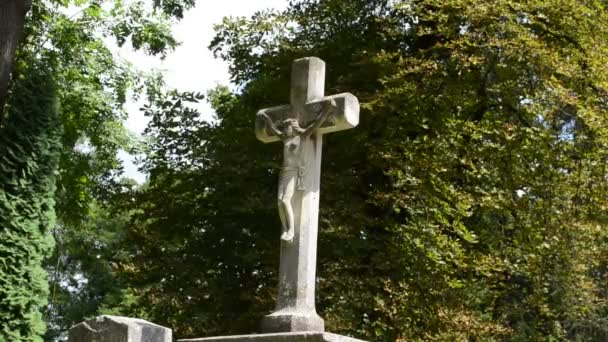 Památník Hřbitově Lvove Ukrajina Lychakovský Hřbitov Historický Památný Památník Roku — Stock video