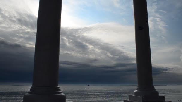 Wolken Über Dem Meer Erschießung Einer Laube — Stockvideo