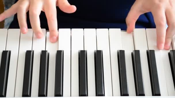 Close Shot Playing Piano Game Classical Music — Stock Video