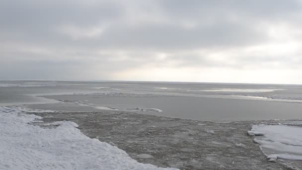 Krajobraz Morski Zimą Niebo Morskie Lód — Wideo stockowe