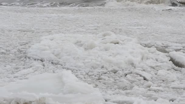 Eis Und Welle Die Gefrorene Küste — Stockvideo