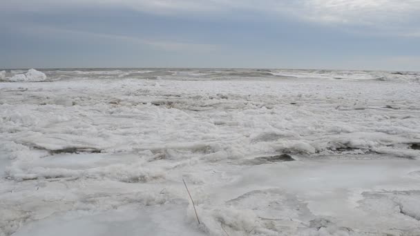 冰天雪地冬天的大海 — 图库视频影像