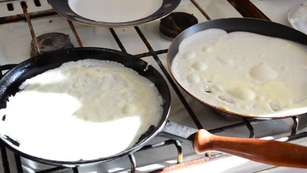 Pfannkuchen Der Küche Schießerei Nachmittag — Stockvideo