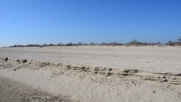 Undeutlicher Sand Strand Dreharbeiten Winter — Stockvideo