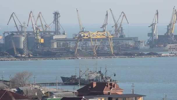 海上贸易港口 港口的煤炭装卸 — 图库视频影像