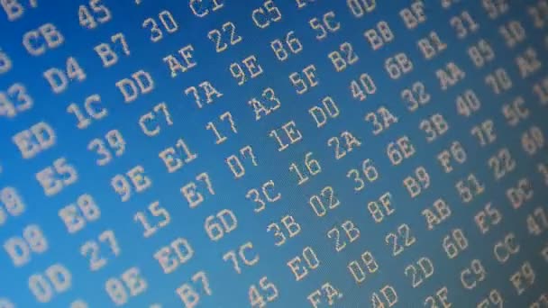 Codice Sfondo Blu Codifica Digitale Codice Esadecimale Del Programma Sullo — Video Stock