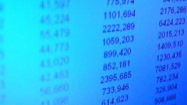 Masa ve rakamlar. Mavi arkaplandaki hareket