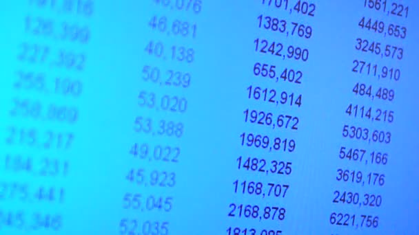 蓝色背景的运动 表格和数字 — 图库视频影像