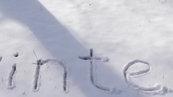 Inscription Zima Sněhu Natáčení Zimě — Stock video