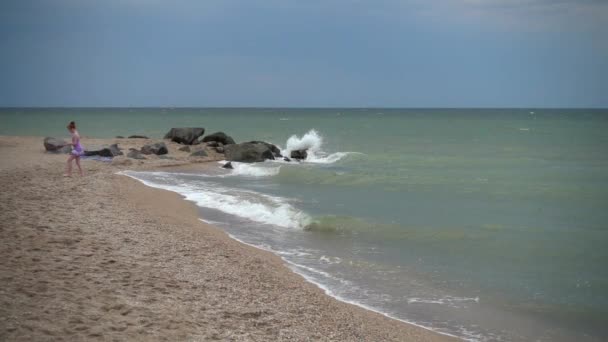 Plage Vagues Mer Mouvement Lent — Video