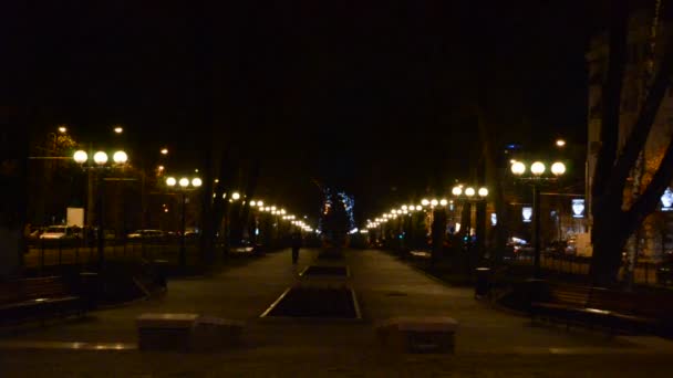 夜间街上的聚光灯不亮 — 图库视频影像