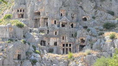 Eski devletin Petroglyphic mezarları, Lycia. Türkiye.