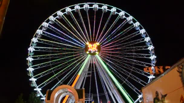 Grande Roue Attraction Tournage Dans Parc Attractions — Video