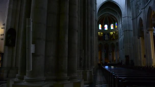 Santa Maria Real Almudena Madrid Spanien Wunderschönes Neugotisches Interieur Von — Stockvideo